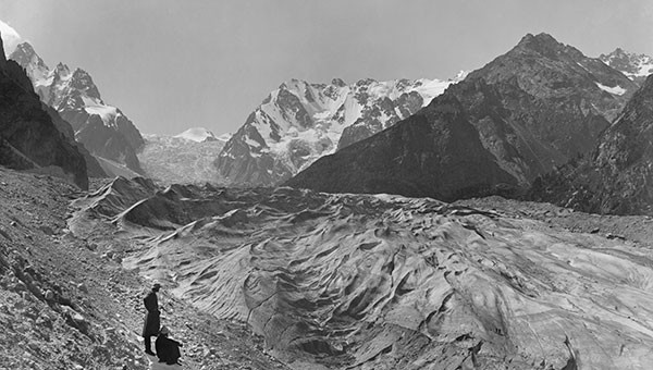 The Karagom Glacier as seen from its right moraine, Caucasus, 1890