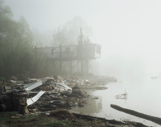 Abandoned Trailer, Mississippi River, Near Dow Chemical Plant, Plaquemine, Louisiana, 1998; color photograph