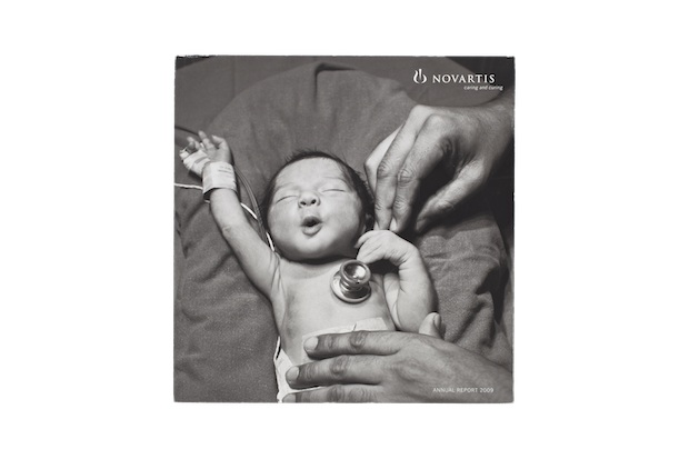 Cover of Novartis AG Annual Report, 2009. Photograph by Steve McCurry.; black and white photograph