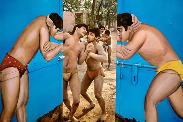  Raghu Rai, Wrestlers in Akhara, Delhi, 1988 