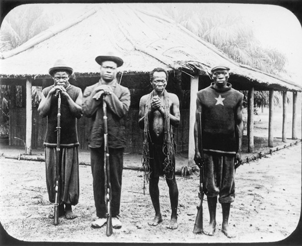 Alice Seely Harris, Three head sentries of the ABIR with a prisoner, Congo Free State, ca. 1904. Courtesy Anti-Slavery International and Autograph ABP