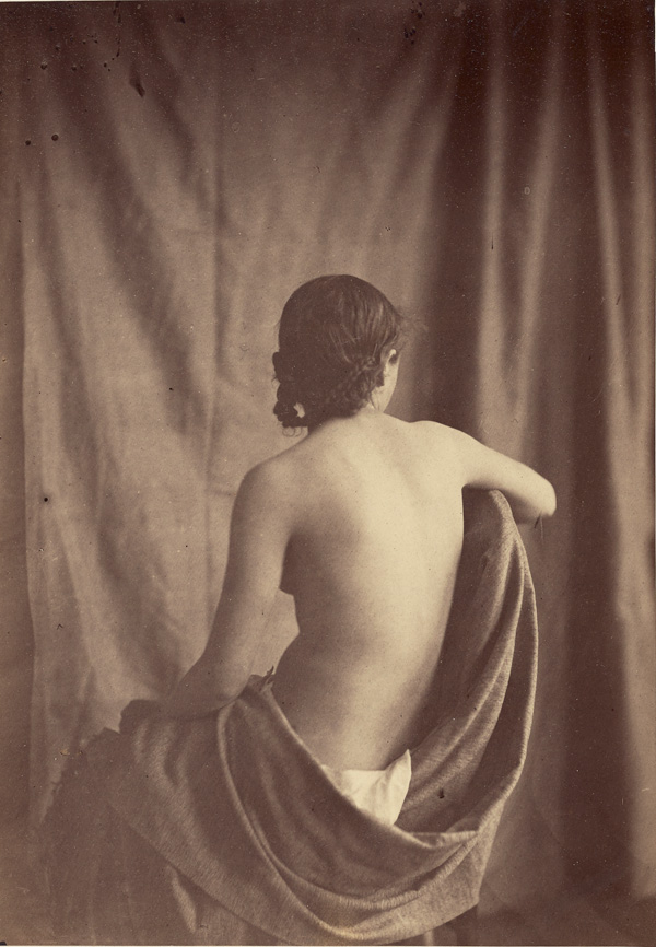 Jean-Louis-Marie-Eugène Durieu and possibly with Eugène Delacroix, Draped Model, ca. 1854. Albumen silver print. Courtesy The J. Paul Getty Museum, Los Angeles