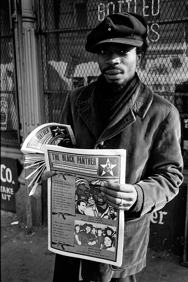 Stephen Shames, Black Panther sells "The Black Panther," the Party's newspaper in the Roxbury section of Boston, Massachusetts, USA, 1970Courtesy the artist and Steven Kasher Gallery