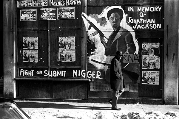 Stephen Shames, Memorial mural for Jonathan Jackson, who was killed on August 7, 1970, during an attempt to kidnap California Superior Court judge Harold Haley and three others to exchange for the freedom of his brother, George Jackson, Roxbury, Massachusetts, 1970Courtesy the artist and Steven Kasher Gallery