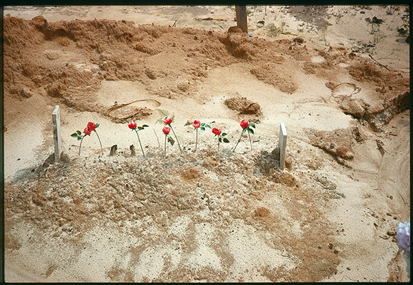 William Christenberry, Child’s Grave with Pink Rosebuds, Hale County, Alabama, 1975