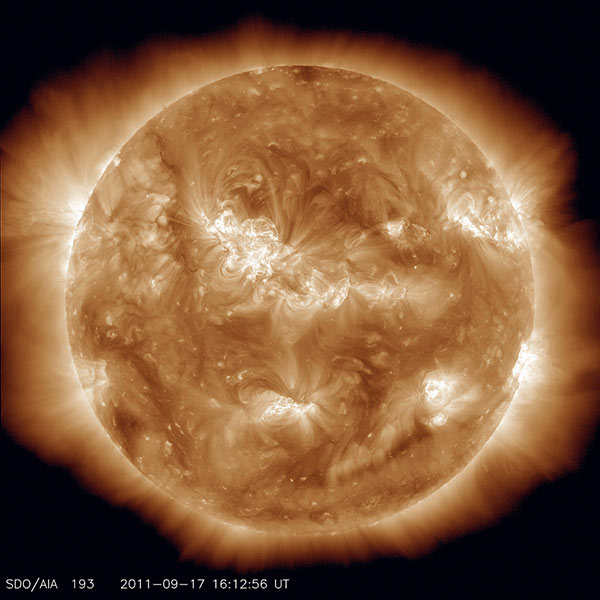 The sun as seen from the Solar Dynamics Observatory, September 17, 2011 Courtesy NASA/SDO and the AIA, EVE, and HMI science teams