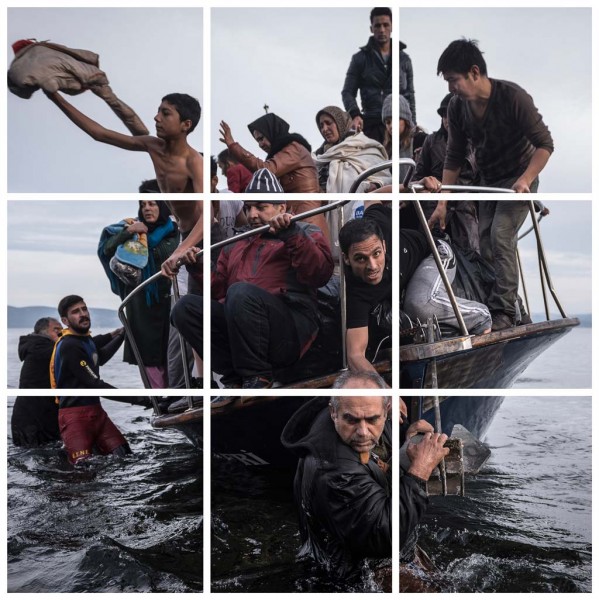 Sergey Ponomarev, Refugees arrive in a Turkish boat near the village of Skala, on the Greek island of Lesbos, November 16, 2015 © Sergey Ponomarev for the New York Times