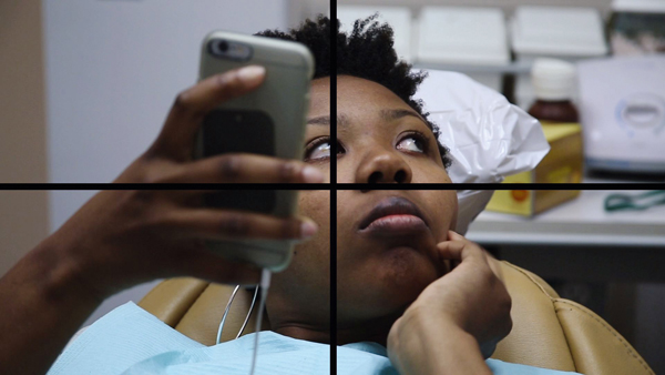 Martine Syms, Stills from She Mad: Laughing Gas, 2016. Four-channel video installation, 6:59 minutes (loop), color, sound © the artist and courtesy Dominica Publishing and Bridget Donahue, New York 