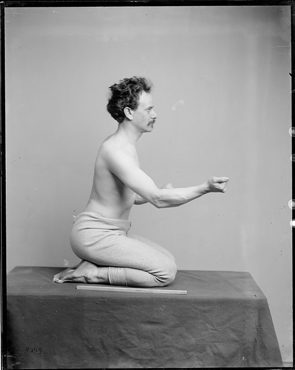 Photographer unknown, Franz Boas posing for a figure in Hamatsa Coming Out of Secret Room, 1895 Courtesy the National Anthropological Archives, National Museum of Natural History, Smithsonian Institution