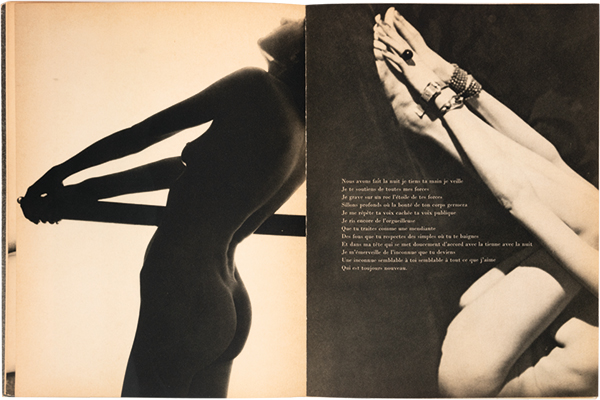 Man Ray and Paul Éluard, Facile, 1935. Book spread with two black-and-white images of nude women