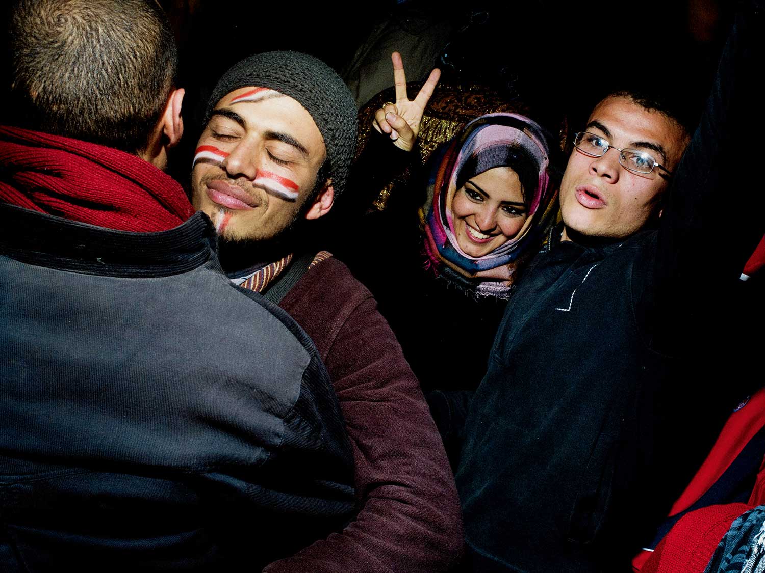 Alex Majoli, Celebrating Mubarak’s resignation in Tahrir Square, Cairo, February 11, 2011