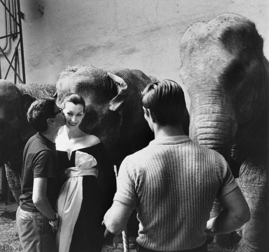 Sam Shaw, Avedon with Dovima following the shoot at Cirque D’Hiver, Paris, 1955