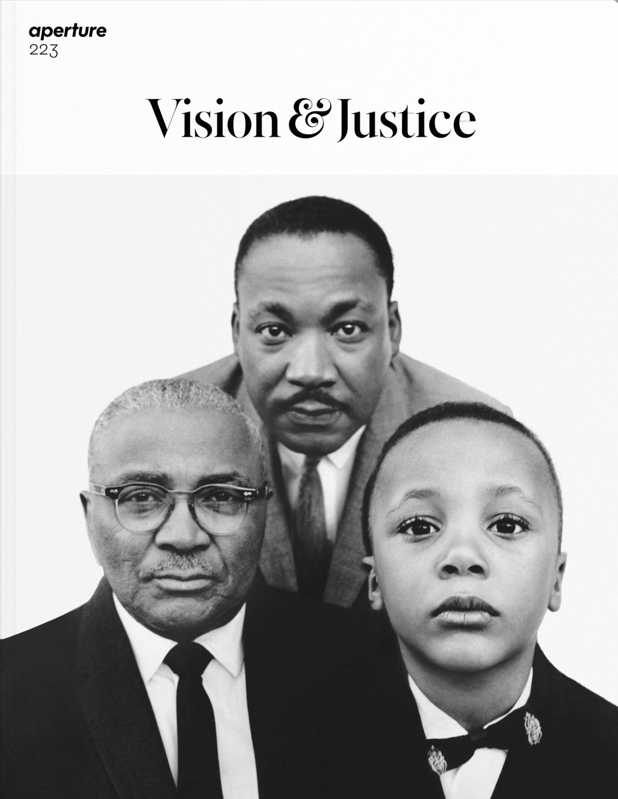 The two covers of <em>Aperture</em>, issue 223, “Vision & Justice,” Summer 2016. Photographs by Richard Avedon (left) and Awol Erizku (right)”>
		</div>
		<div class=