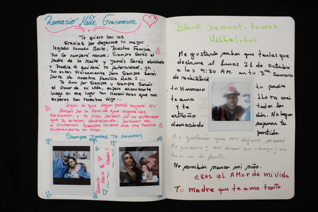 Pages from the family scrapbook in honor of Romario Veloz, 2020