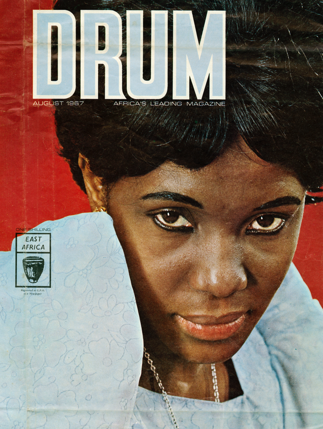 James Barnor, Cover of <em>Drum</em> magazine with Constance Mulondo, East Africa Edition, August 1967<br />Courtesy Galerie Clémentine de la Féronnière, Paris”>
		</div>
		<div class=