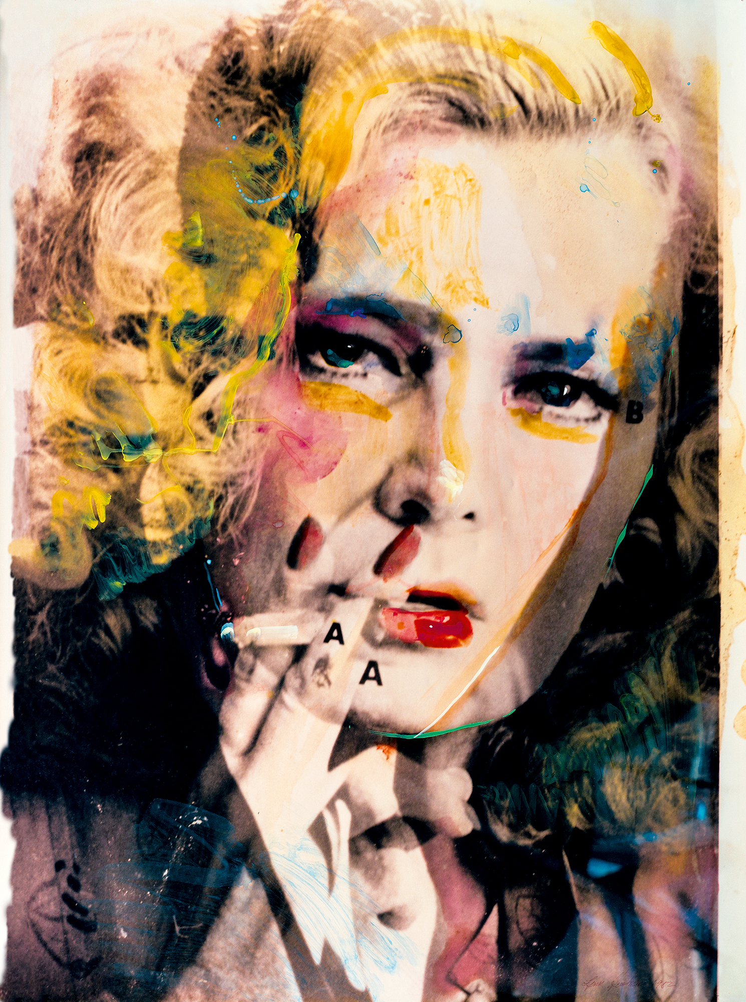 Rowlands/Bogart (Female Dominant), 1982, from the series Hero Sandwich. Hand-painted collage