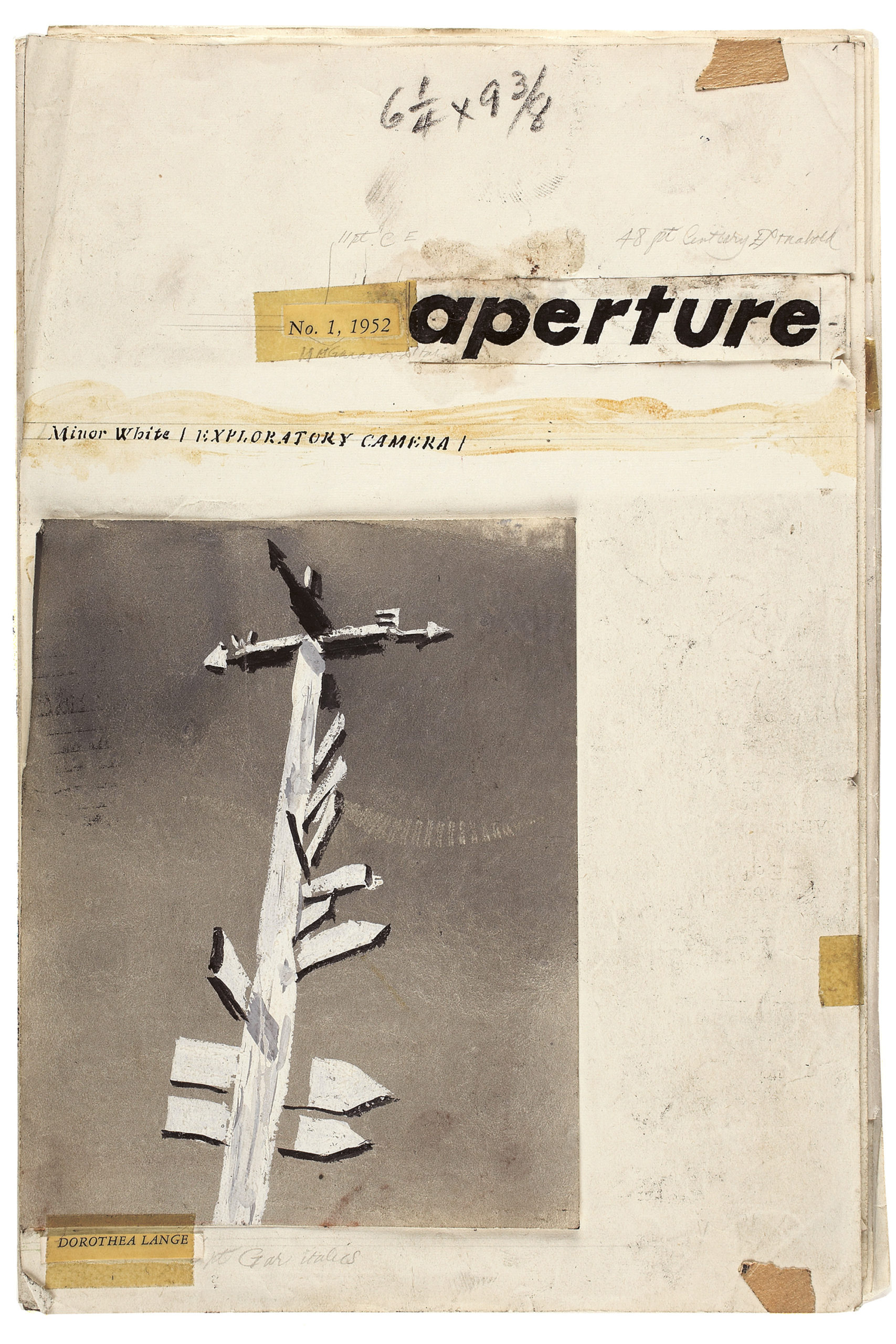 Maquette and final edition of <em>Aperture</em> issue 1, 1952, featuring an untitled photograph by Dorothea Lange”>
		</div>
		<div class=