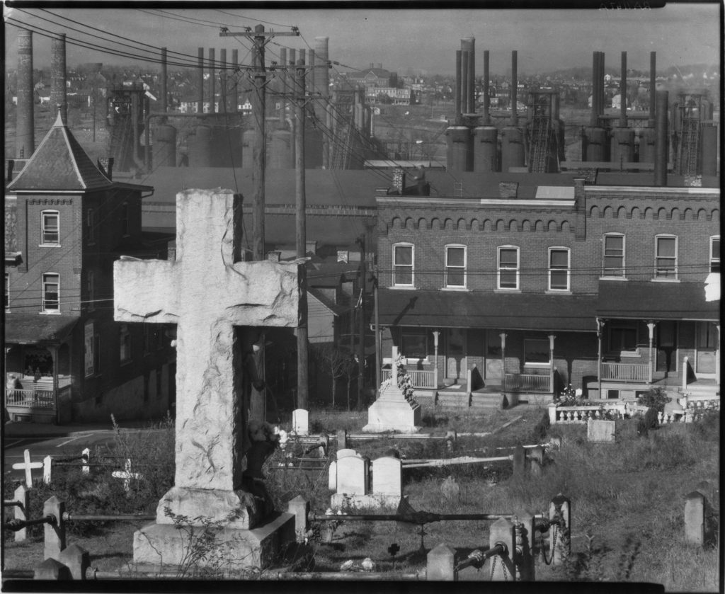 Walker Evans, Graveyard, Houses and Steel Mill, Bethlehem, Pennsylvania, 1935