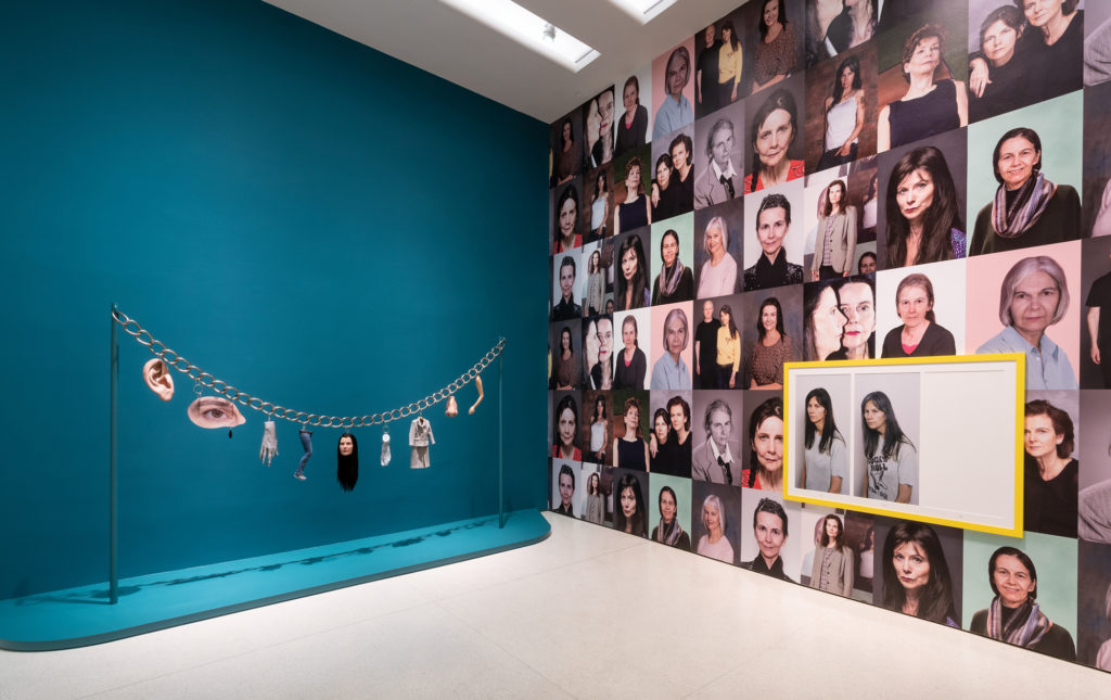 Installation view of Gillian Wearing: Wearing Masks, 2021