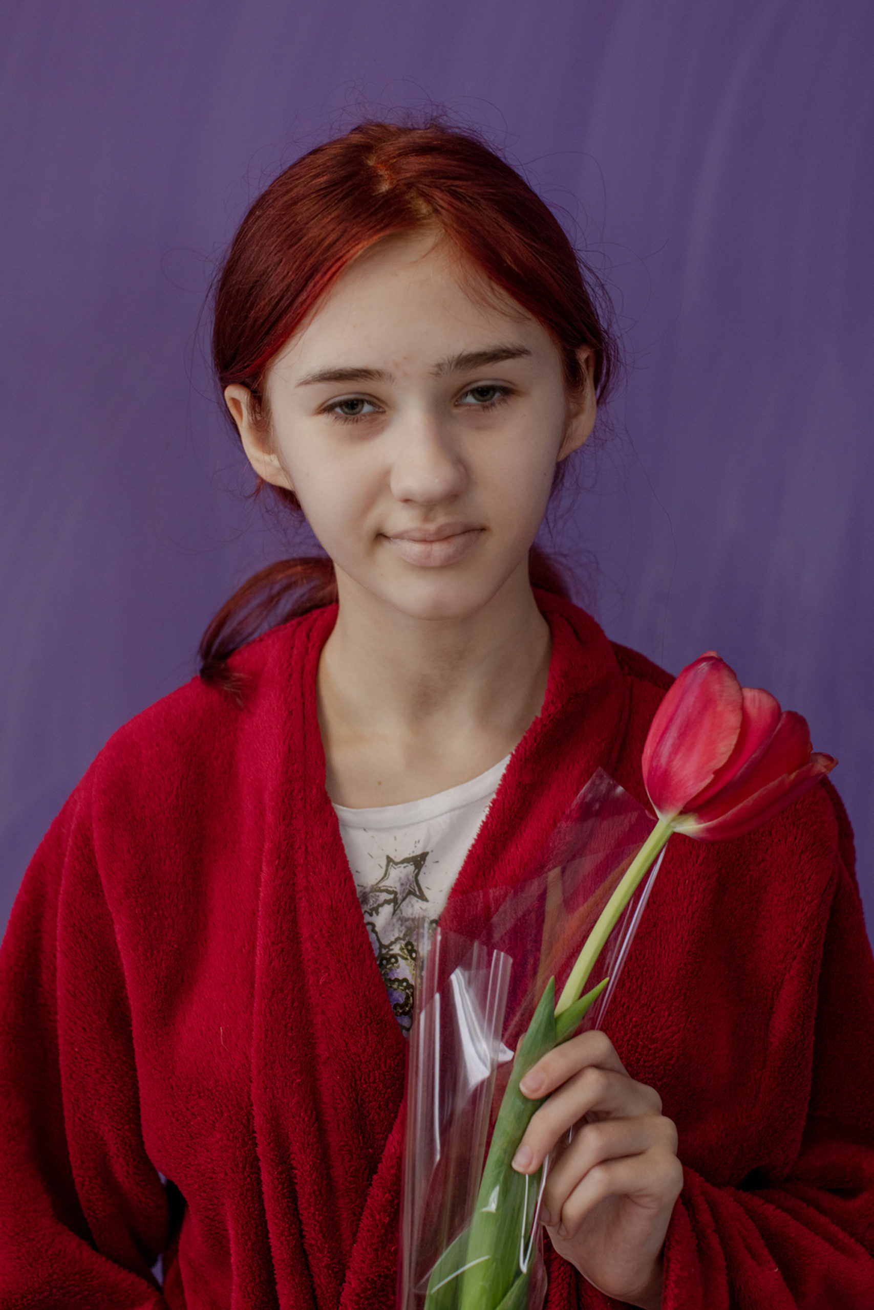 Natalie Keyssar, Sofia, 13, of Luhansk, poses for a portrait at the Women’s shelter, March 10 2022, for <em>Time</em><br>
All photographs courtesy the artist”>
		</div>
		<div class=