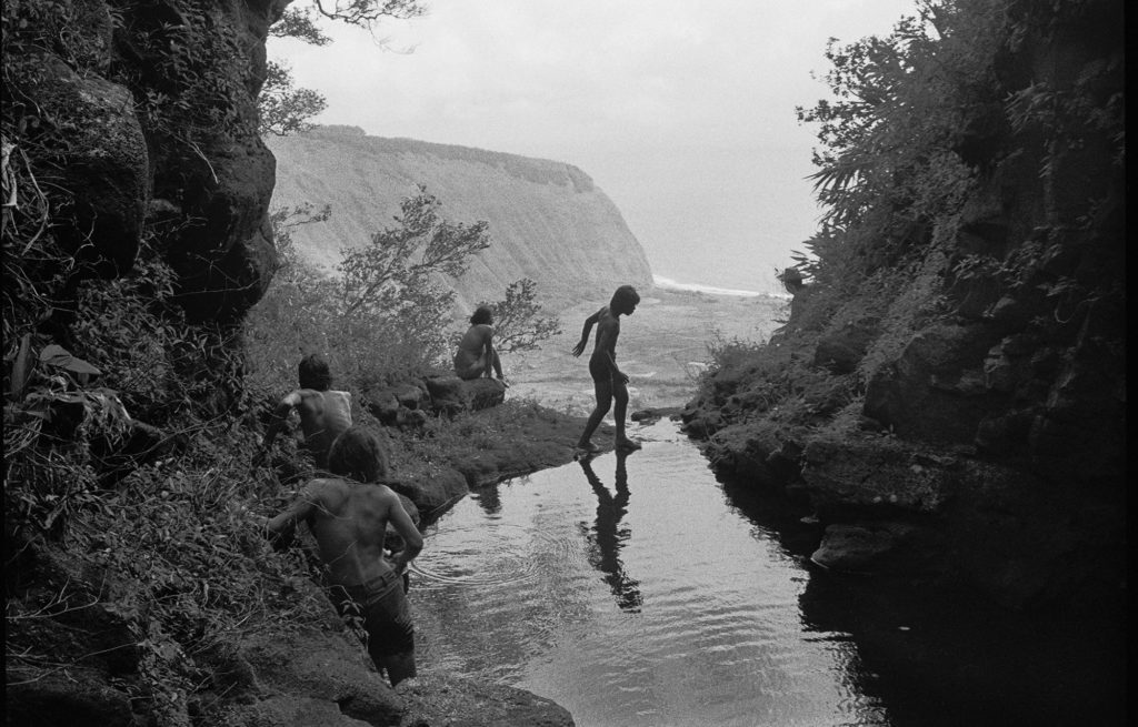 Franco Salmoiraghi, Hiking 1,800 feet above Hi‘ilawe Falls in Waipi‘o Valley, Hawai‘i Island, 1976