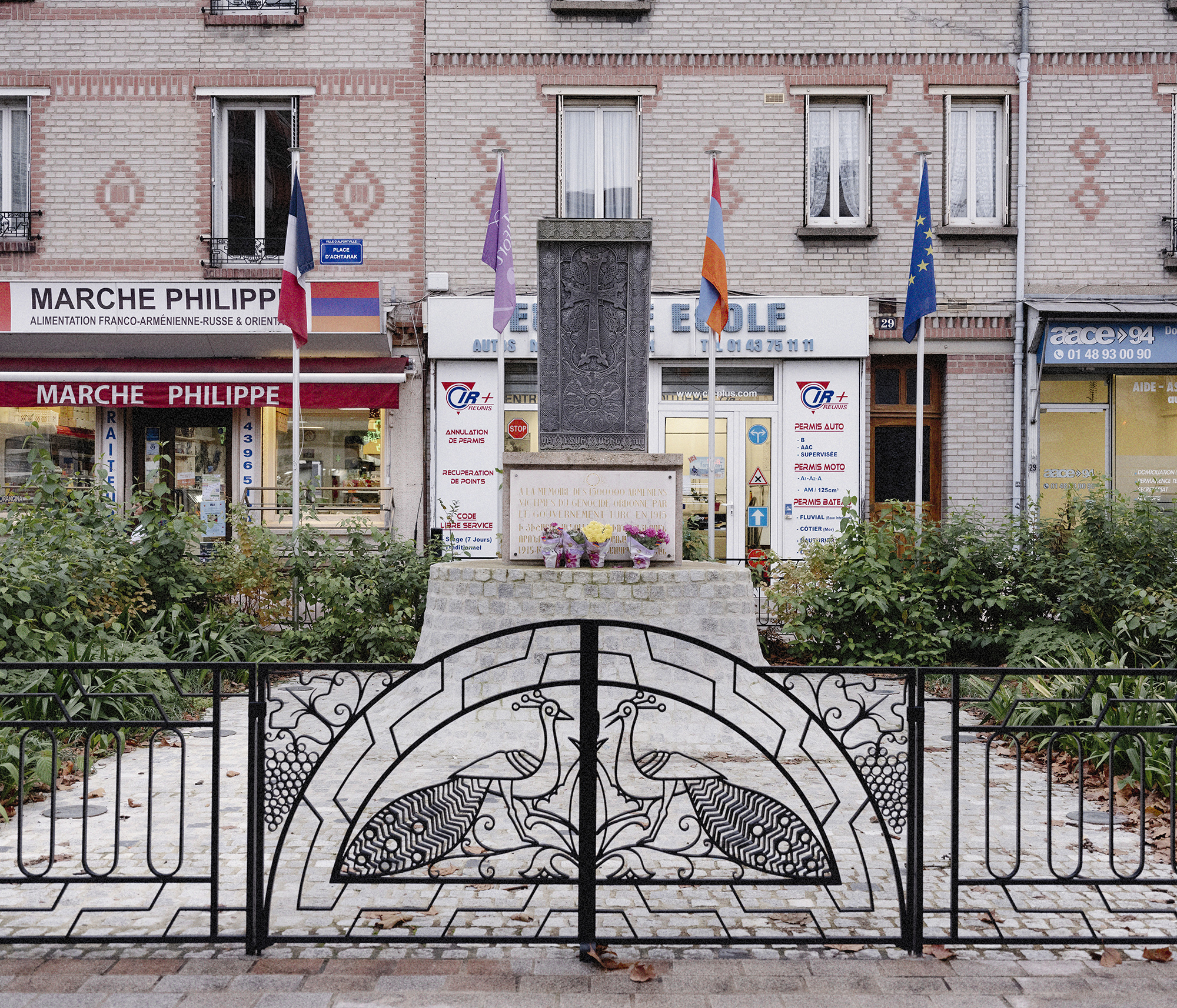 Memorial to the Armenian Genocide, Rue Etienne Dolet, Alfortville, France, 2022. The memorial has been attacked by bombings in 1984 and 2002.