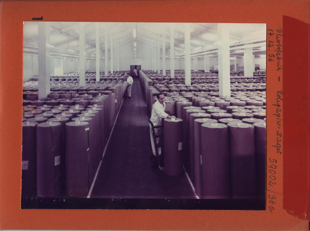 Raw paper storage, Agfa AG, Leverkusen, 1956