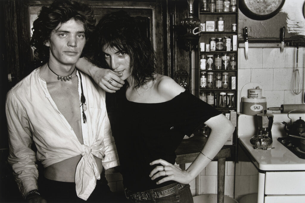 Robert Mapplethorpe and Patti Smith, New York, 1969 Robert Mapplethorpe and Patti Smith pose together with Smith leaning on Mapplethorpe's shoulder
