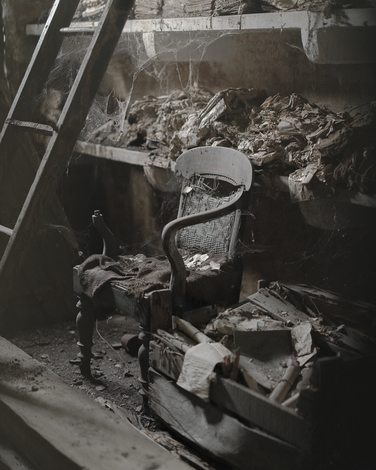 Abandoned chair in Railyard Office, Shantahar Railyard, Naogaon, Bangladesh.