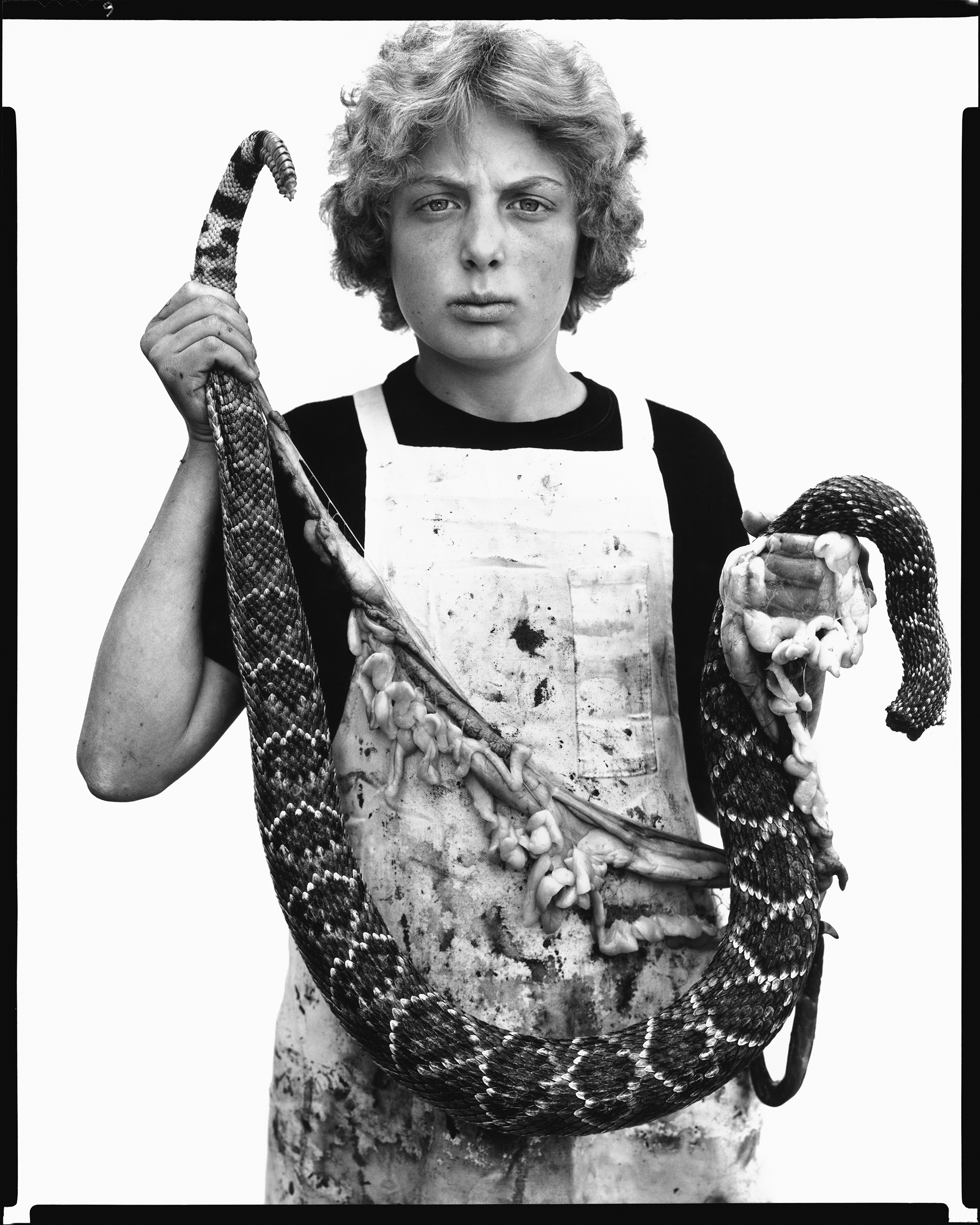 Richard Avedon, <em>Boyd Fortin, thirteen year old rattlesnake skinner</em>, Sweetwater, Texas, March 10, 1979″>
</div>
<div class=