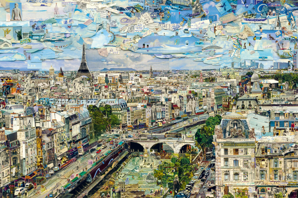 Vik Muniz, Paris, from Postcards from Nowhere, 2013; from Vik Muniz on Photography, Mind, and Matter (Aperture, 2025). © Vik Muniz 2025 A collaged image of Paris