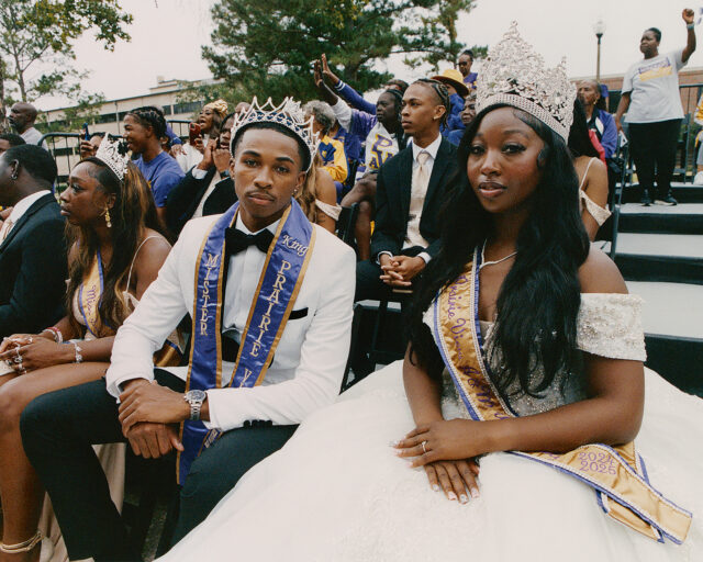 A young, black homecoming king and queen.